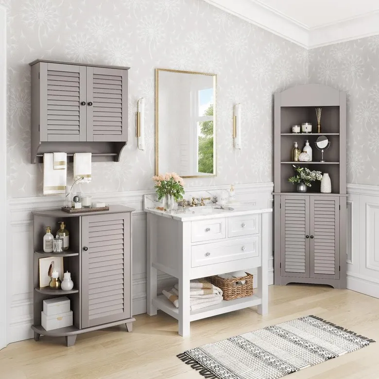 A Clever Corner Bathroom Cabinet Utilizing Small Space Effectively