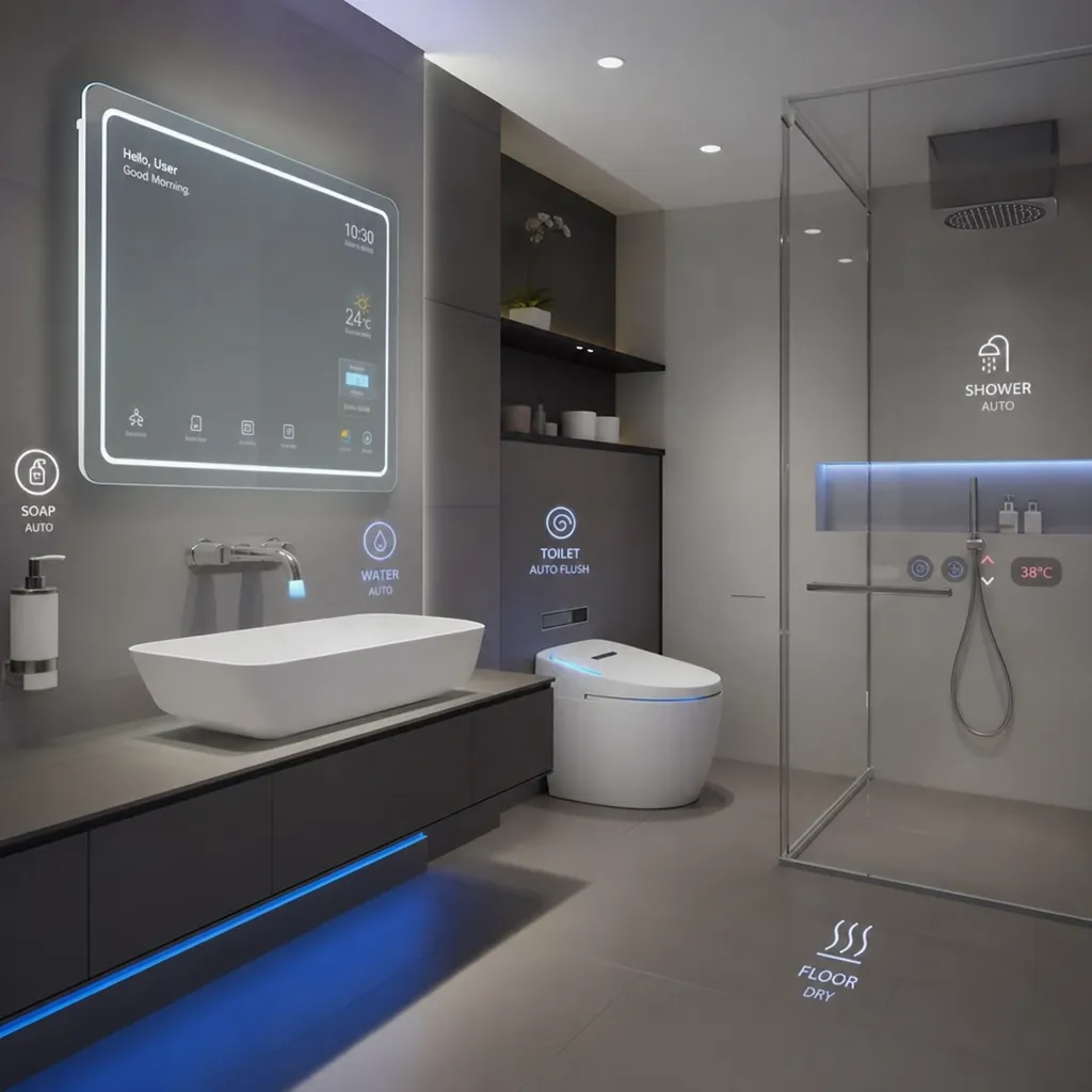Temassız Teknolojiye Sahip Fütüristik Bir Akıllı Banyo